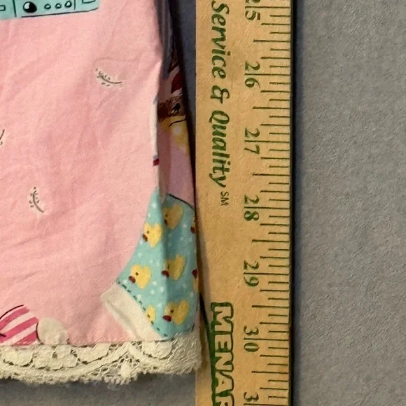 Nick & Nora Medium Pink Pajama Bottoms Sock Monkeys Pajama Party Lace Trim - Picture 9 of 9